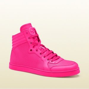 Neon Pink high top  Gucci sneakers